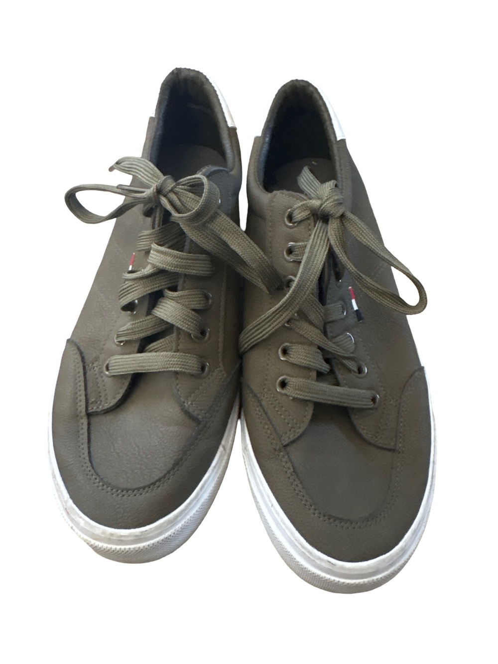 Men's Olive Green Casual Lace-Up Sneakers - size 8